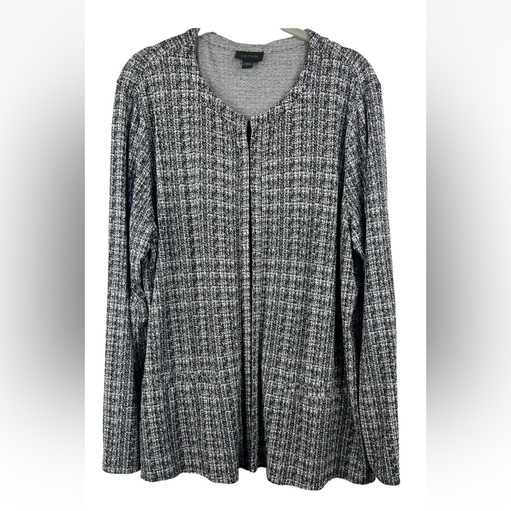 J. Jill Wearever Collection Women‎ Cardigan L Black White Hook & Eye Closure NWT